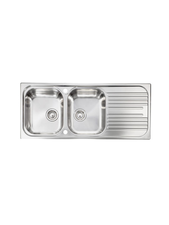 Sanitec Ένθετος Νεροχύτης Δεξιός Inox Σαγρέ Μ100xΠ50cm Ασημί