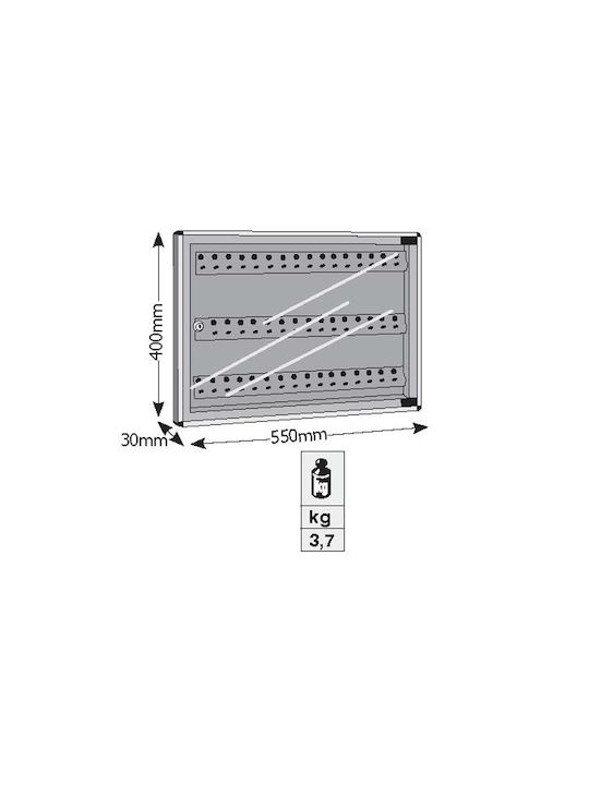 Viometal LTD Κλειδοθήκη Τοίχου Μεταλλική 1548 48 Θέσεων Καφέ 48 θέσεων με Κλειδαριά 55x3x40cm