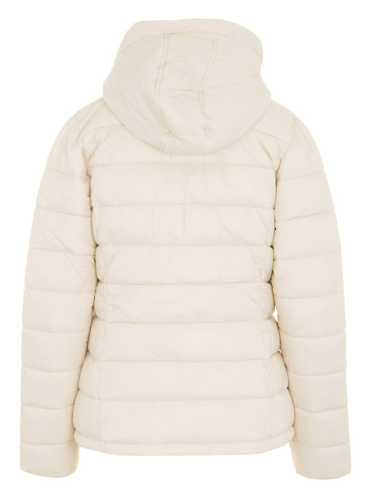 Pepe Jeans E1 Drop 2b Maddie Women's Short Puffer Jacket for Spring or Autumn White