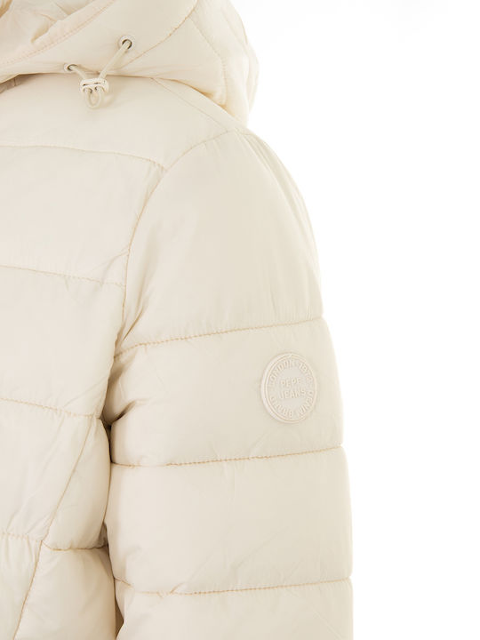E1 Drop 2b Maddie Κοντό Γυναικείο Puffer Μπουφάν για Χειμώνα Λευκό