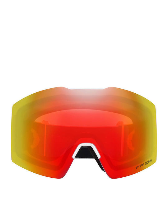 Oakley Fall Line L Μάσκα Σκι & Snowboard Ενηλίκων Λευκή με Φακό σε Κόκκινο Χρώμα