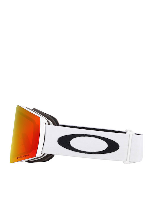 Oakley Fall Line L Μάσκα Σκι & Snowboard Ενηλίκων Λευκή με Φακό σε Κόκκινο Χρώμα