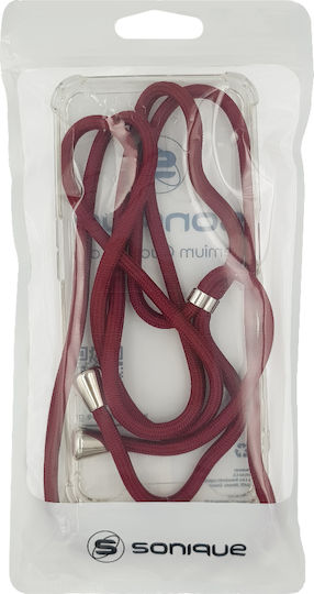 Sonique Back Cover Silicone with Strap Transparent & Bordeaux (Huawei P50 Pro)