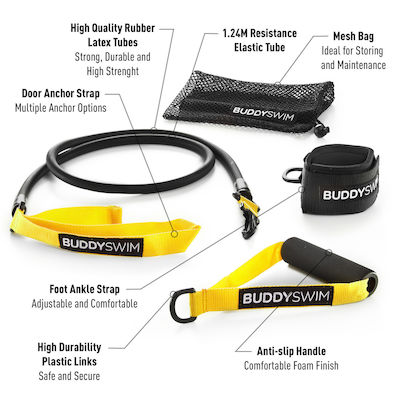 Buddyswim Gymtube Resistance Band Very Hard with Handles Yellow