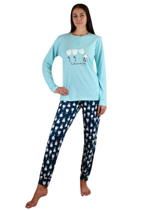 Crazy Farm Sommer Damen Pyjama-Set Blau