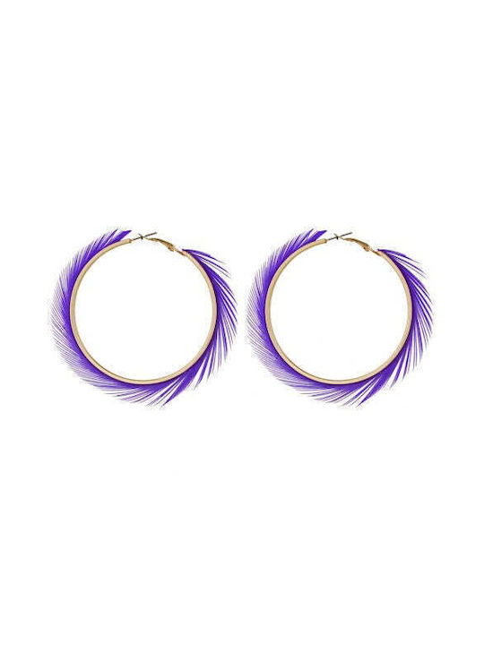 Cercei metalici cu pene pentru femei 4QUEENS SA8820E2 PURPLE