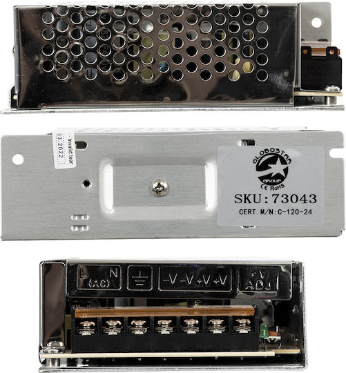 GloboStar Ρυθμιζόμενο Τροφοδοτικό LED IP20 Ισχύος 120W με Τάση Εξόδου 24V