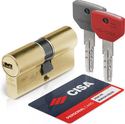 Cisa Lock Cylinder Security Asix P8 80mm (30-50) with 5 Keys Gold