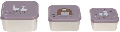 Laessig Tiny Farmer Kids Set Lunch Stainless Steel Box Lilac