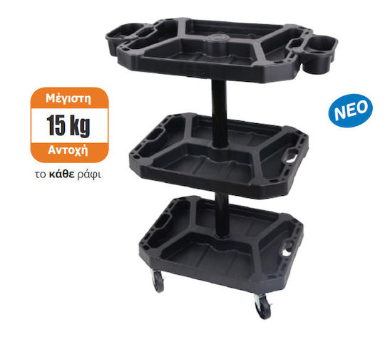 Tactix Wheeled Plastic Tool Carrier 3 Slot W52.9xD39.9xH86.9cm