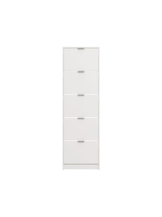 Base 15 Wooden Shoe Organizer with 5 Shelves White 58x18x191.5cm