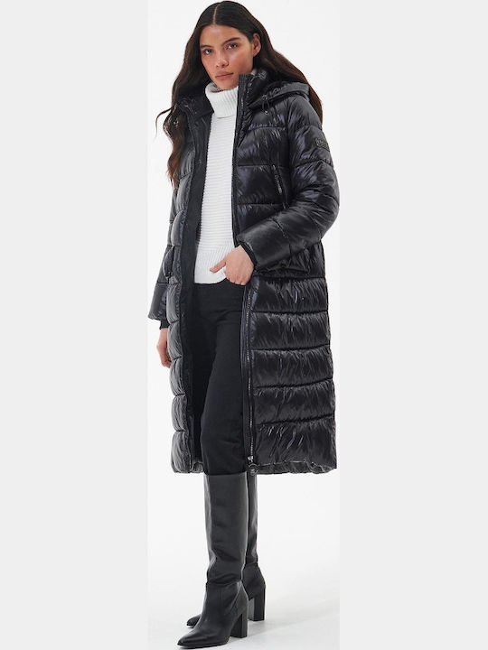 Women's Short Puffer Jacket for Winter with Hood Black