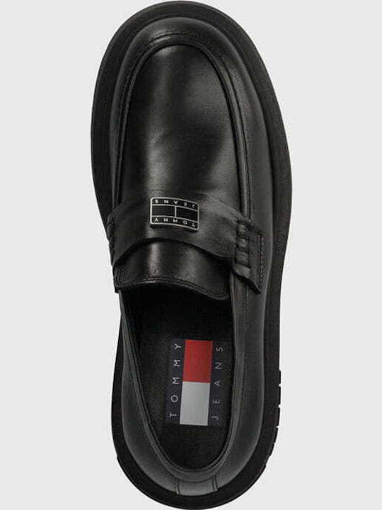 Leather Women's Moccasins in Black Color