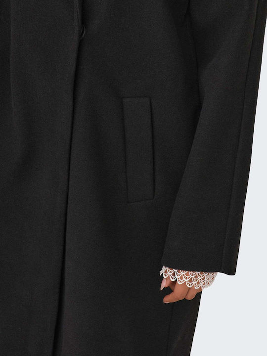Women's Black Coat with Buttons