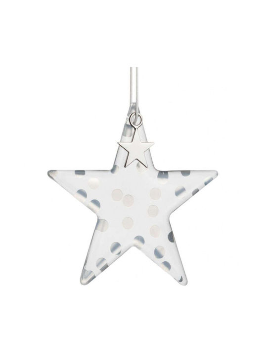 Raeder Dots Christmas Glass Star Ornament Silver 8.5x9.5cm RD