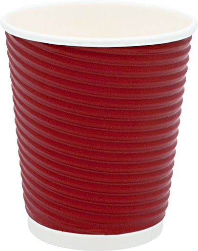 Intertan Ripple Disposable Cup Paper Double Wall Burgundy 240ml 25pcs