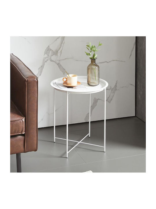 BT28 Round Metal Side Table White L47xW47xH50cm