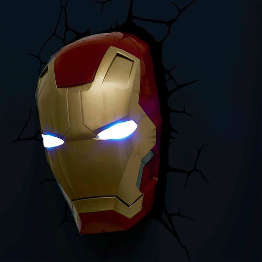 3DLightFX Kinder Wandleuchte LED Kunststoff Marvel Light Iron Man