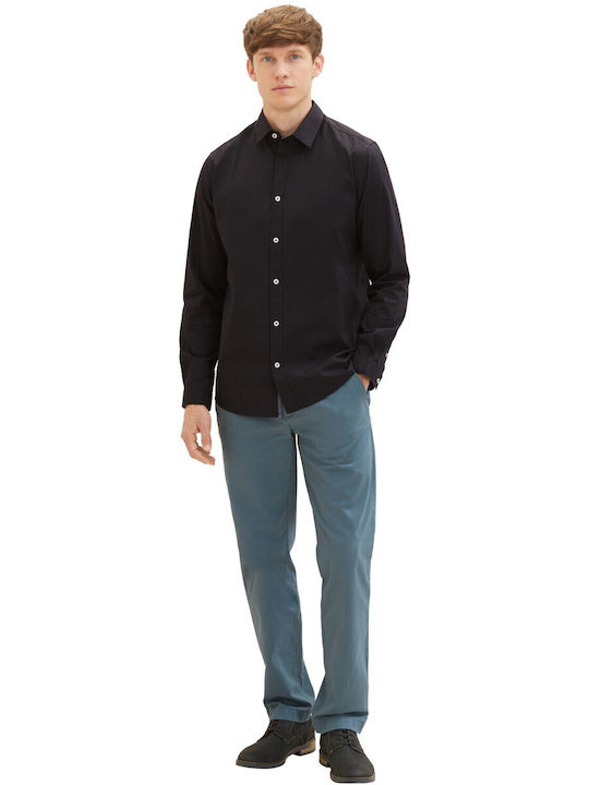 Tom Tailor Men's Shirt Long Sleeve Cotton Black