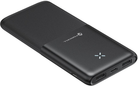 Forcell F-Energy S10k1 Power Bank 10000mAh με 2 Θύρες USB-A και Θύρα USB-C Μαύρο