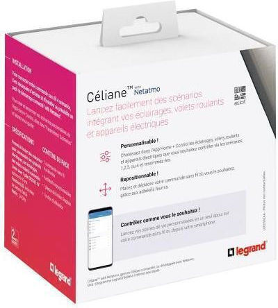 Legrand Celiane With Netatmo Wall-mounted Electrical Wall Switch Commands Quadruplicate with Gray Frame