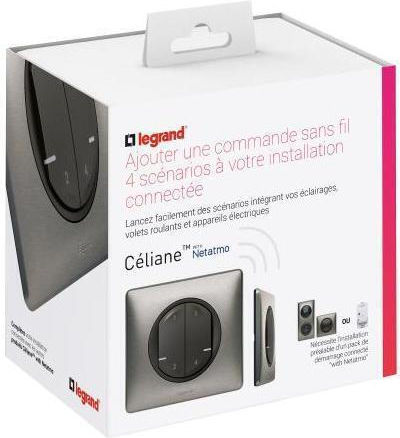 Legrand Celiane With Netatmo Wall-mounted Electrical Wall Switch Commands Quadruplicate with Gray Frame