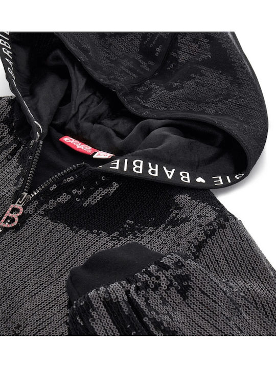 Kinder-Sweatshirt Strickjacke mit Kapuze Schwarz