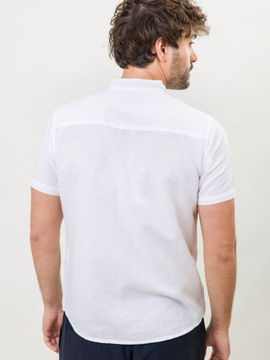 Natural Line Men's Shirt Short Sleeve Linen White