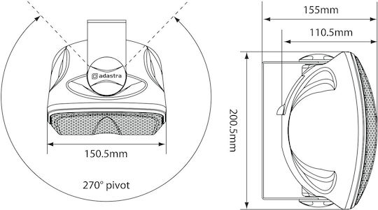 Adastra FC4V-B Passive Wall Installation Speakers 40W Pair 14.5x11.2x19.9cm Black