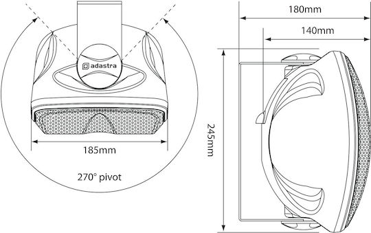 Adastra FC5V Passive Wall-Mount Installation Speaker 50W Piece 18.5x18x24.5cm Black