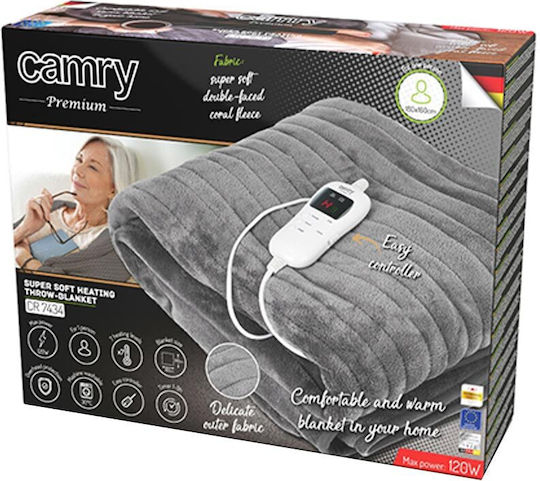 Camry CR 7434 King Size Electric Washable Blanket with Timer Gray 120W 180x160cm