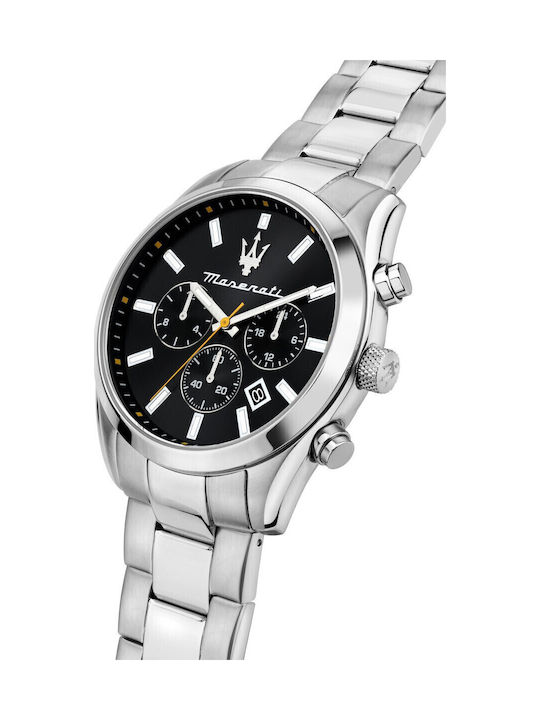 Maserati Ανδρικό Ρολόι 43mm Μπαταρίας με Ασημί Μεταλλικό Μπρασελέ