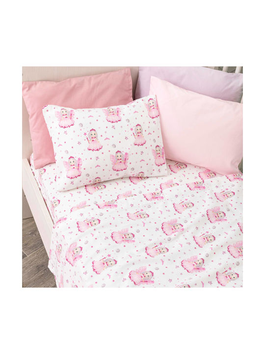 Borea Fairy Baby Sheets Set Crib Flannel Pink 120x160cm 3pcs