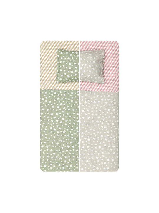 Borea Jingle Baby Sheets Set Crib Cotton Olive Green 120x160cm 3pcs