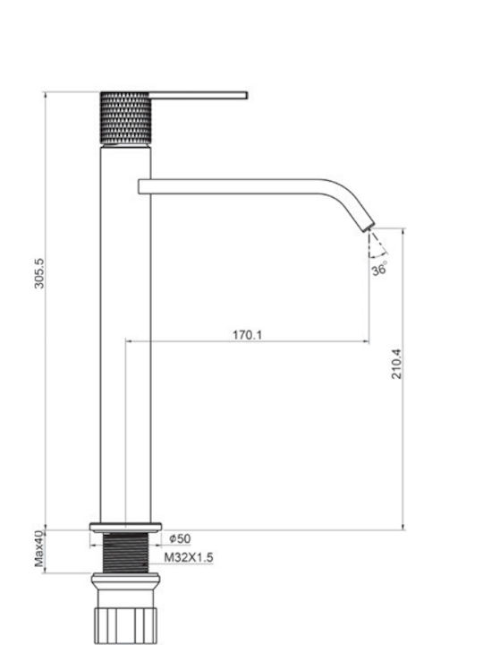 Interflex Hermes Mixing Tall Sink Faucet Silver