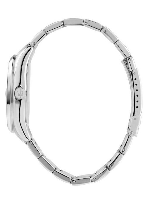 Maserati Ανδρικό Ρολόι 43mm Μπαταρίας με Ασημί Μεταλλικό Μπρασελέ