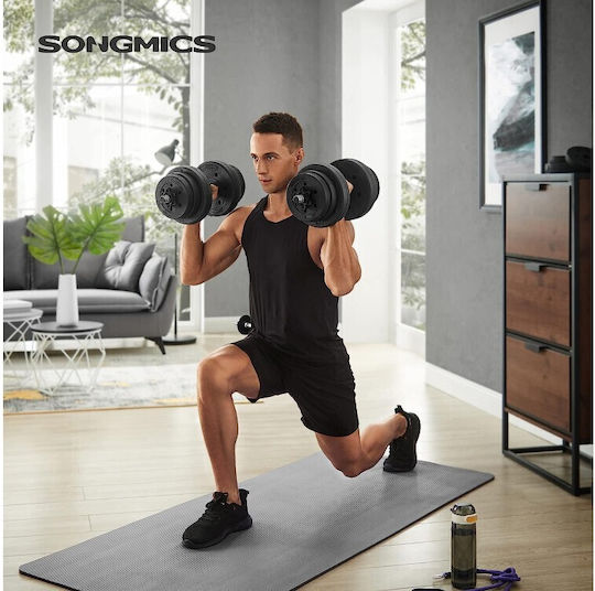 Songmics Set de gantere cu bară, greutate totală 21kg