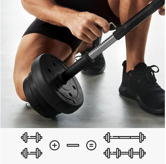 Songmics Set de gantere cu bară, greutate totală 21kg