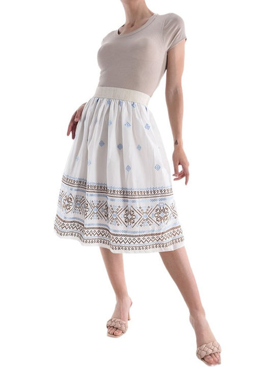 Remix Midi Skirt in White color