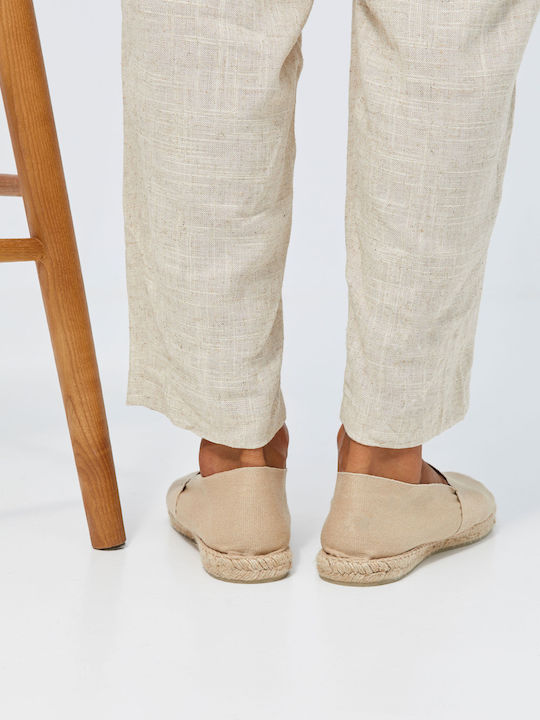 Fabric Men's Espadrilles in Beige Color