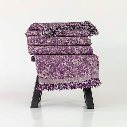 Borea Tile Three-Seater Sofa Throw Chenille 180x300cm Purple