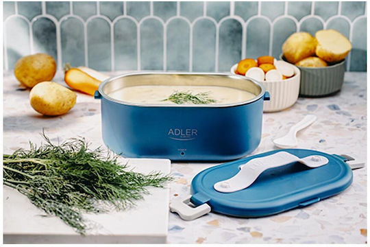 Adler Ηλεκτρικό Δοχείο Φαγητού Inox Μπλε με Χωρίσματα 800ml