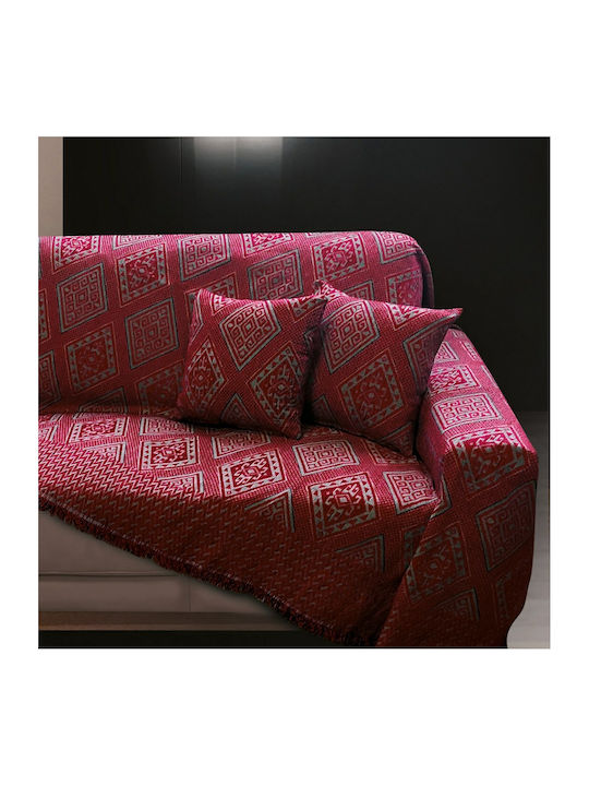 SB Home Tivoly Zweisitzer-Sofa Überwurf Chenille 180x240cm Burgundisch