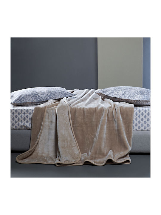 Kentia Notte Velvet Blanket King Size 260x240cm Beige