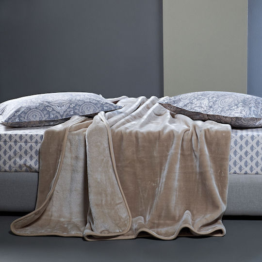 Kentia Notte Κουβέρτα Βελουτέ King Size 260x240εκ. Beige
