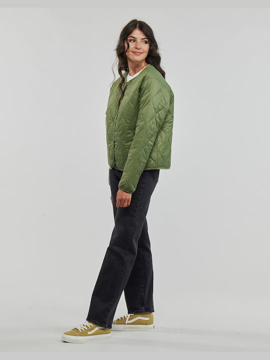 Vans Κοντό Γυναικείο Puffer Μπουφάν Διπλής Όψης Χακί