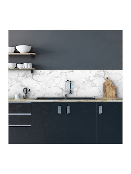 Decorative Sticker Wall White Marble Kitchen / Bathroom 1pcs 180x45cm Ango