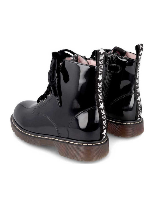 Kids Boots from Patent Leather with Zipper Black