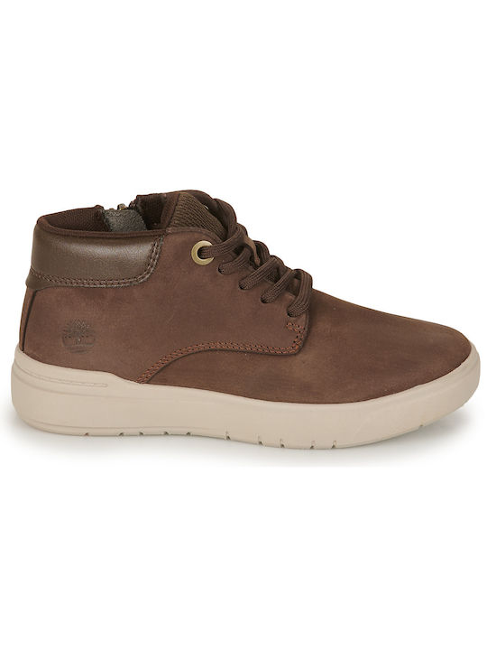 Leather Kids Boots with Laces Brown
