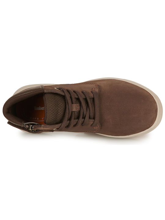 Leather Kids Boots with Laces Brown